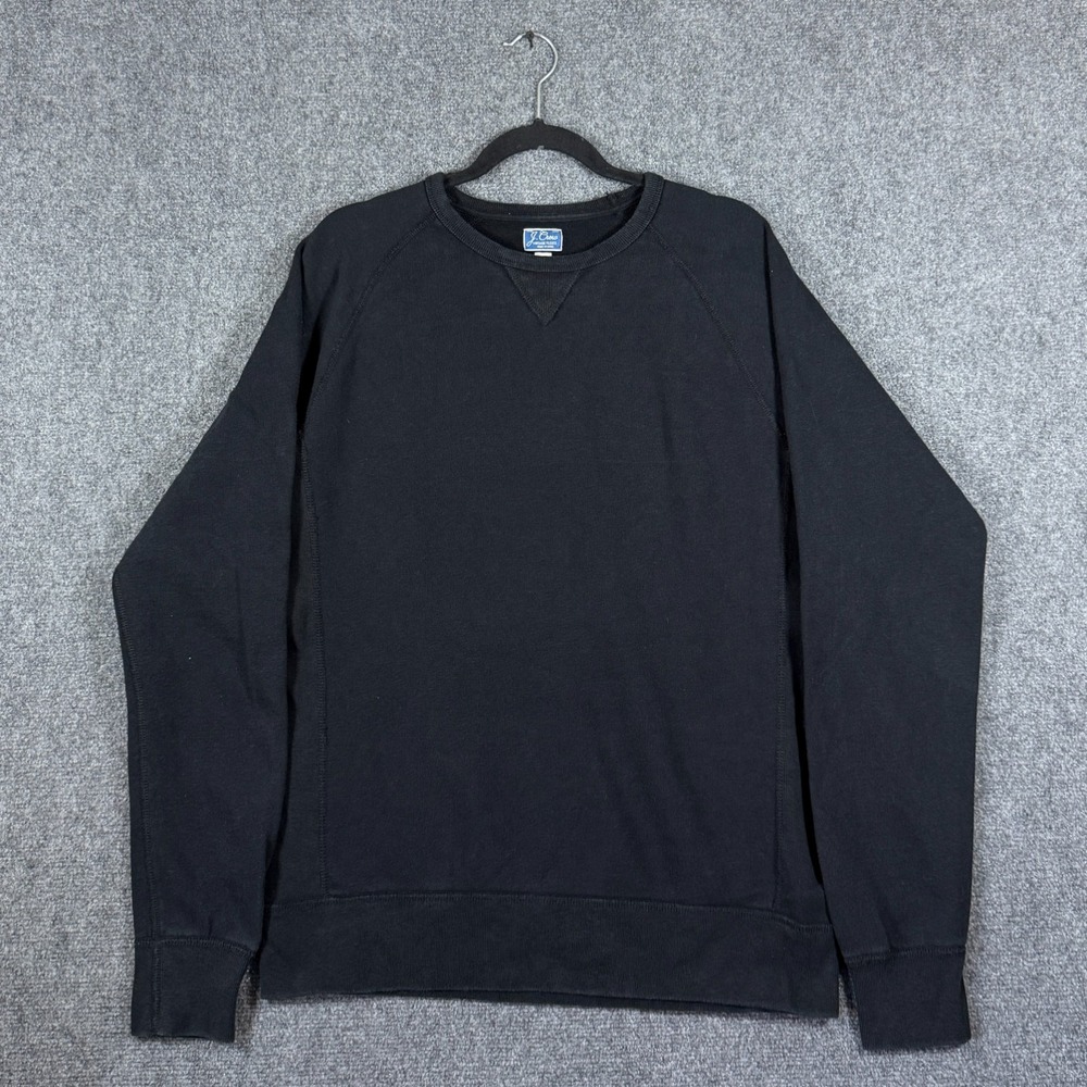 J Crew Vintage Fleece Crewneck Sweatshirt Black Cotton Mens Large Tall #3466